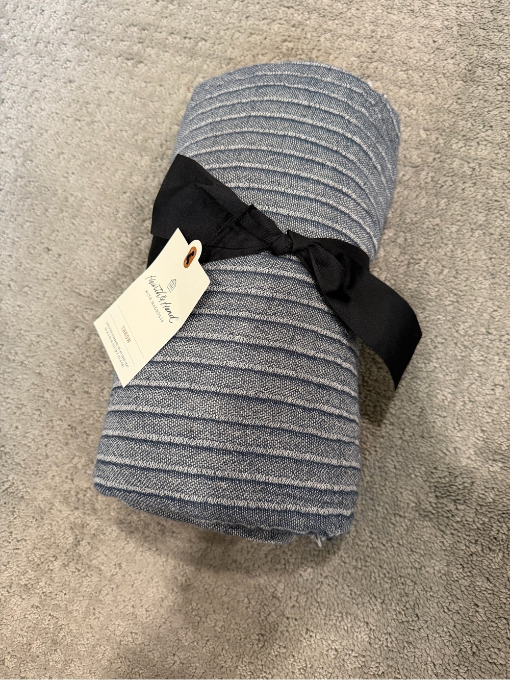 Hearth & Hand Striped Blue Cotton Throw Blanket